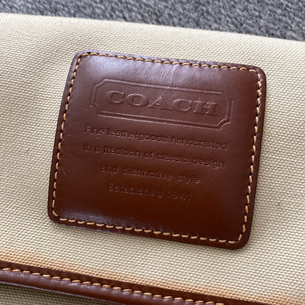 Coach Canvas and leather trimmed cosmetic pouch
